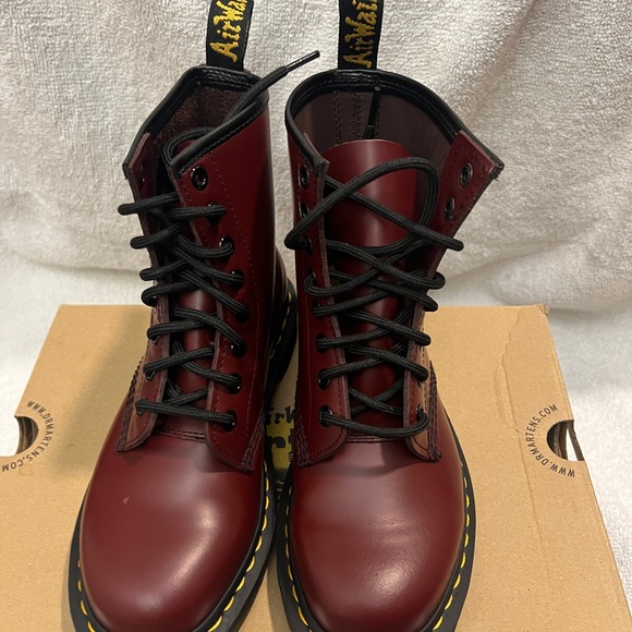 Dr. Martens Burgundy Lace Up Boots - Picture 4 of 7